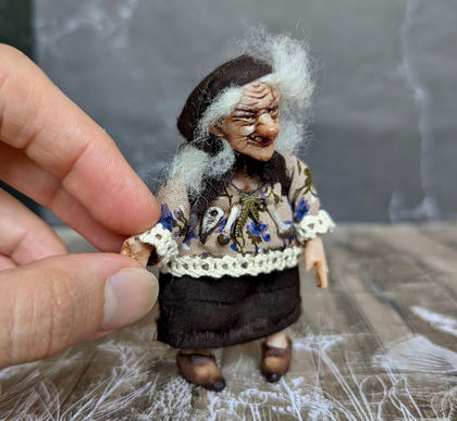 Подвижная кукла Баба Яга: уникальная фигурка ведьмы из полимерной глины. photo 5