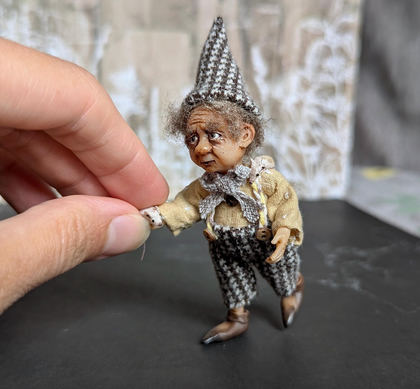Tiny OOAK Gnome Art Doll with Two Mice