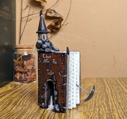 Miniature Edgar Allan Poe Book Sculpture