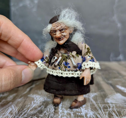 Tiny OOAK Baba Yaga Art Doll