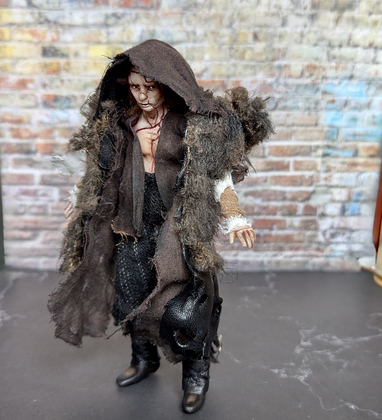 Full-scale view of a handmade gothic miniature — Small art doll Frankenstein's creature (1/16)