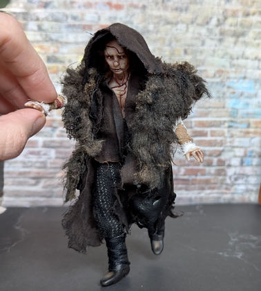 Full-scale view of a handmade gothic miniature — Small art doll Frankenstein's creature (2/16)