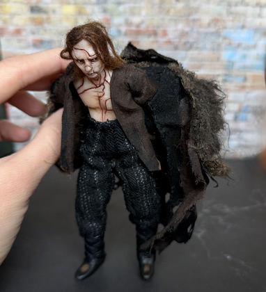 Full-scale view of a handmade gothic miniature — Small art doll Frankenstein's creature (14/16)