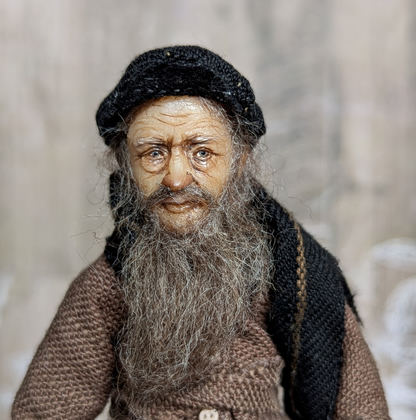 Full-scale view of a handmade gothic miniature — Small authors doll Man with the dog (13/15)