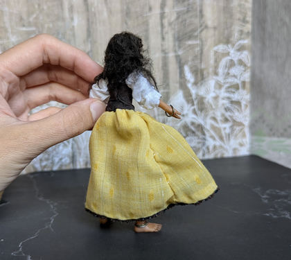 Full-scale view of a handmade gothic miniature — Small art doll Esmeralda (6/15), one-of-a-kind sculpture by Ritunia