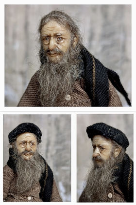 Full-scale view of a handmade gothic miniature — Small authors doll Man with the dog (10/15)