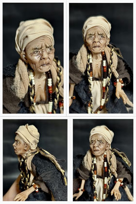 Full-scale view of a handmade gothic miniature — Small art doll Shaman woman (8/8), Hand sculpted, hand painted, handmade