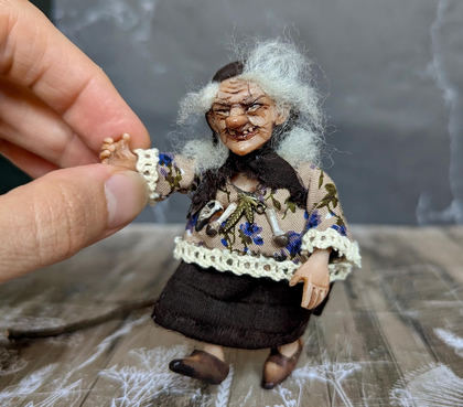 Подвижная кукла Баба Яга: уникальная фигурка ведьмы из полимерной глины. photo 8