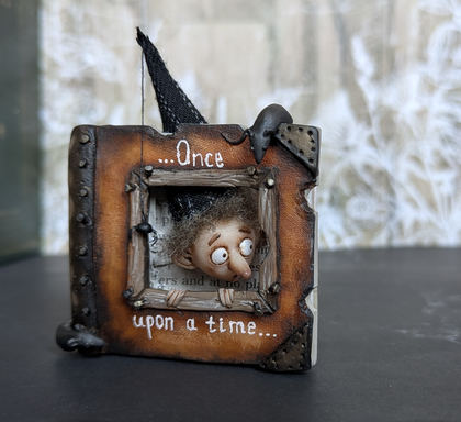 Full-scale view of a handmade gothic miniature — Miniature book Fairy tales (2/7), one-of-a-kind sculpture by Ritunia