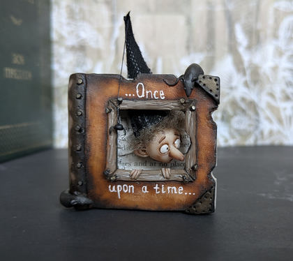 Full-scale view of a handmade gothic miniature — Miniature book Fairy tales (5/7), one-of-a-kind sculpture by Ritunia