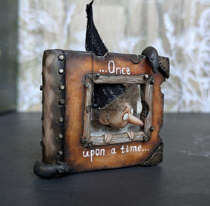 Full-scale view of a handmade gothic miniature — Miniature book Fairy tales (4/7), one-of-a-kind sculpture by Ritunia