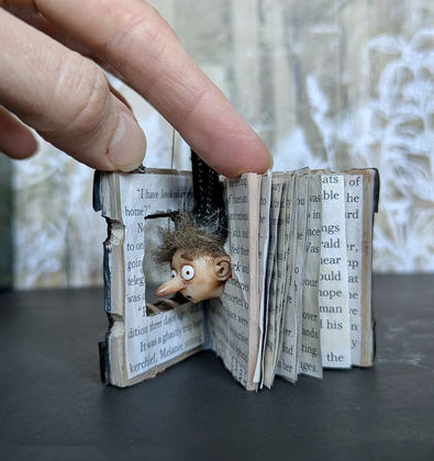 Full-scale view of a handmade gothic miniature — Miniature book Fairy tales (7/7), one-of-a-kind sculpture by Ritunia