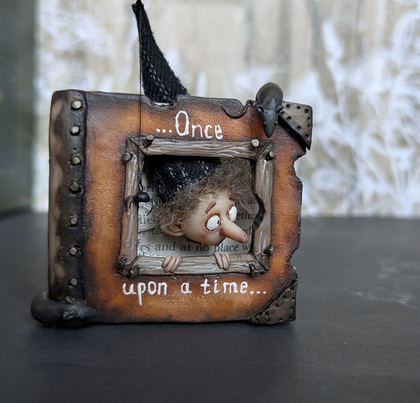Full-scale view of a handmade gothic miniature — Miniature book Fairy tales (3/7), one-of-a-kind sculpture by Ritunia