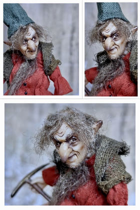 Full-scale view of a handmade gothic miniature — Small art doll Gnome (8/13)