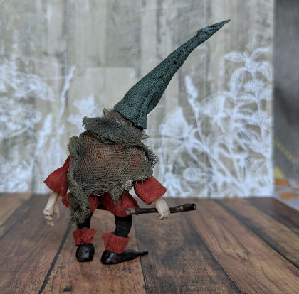 Full-scale view of a handmade gothic miniature — Small art doll Gnome (11/13)