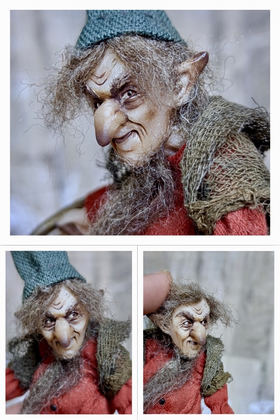 Full-scale view of a handmade gothic miniature — Small art doll Gnome (10/13)