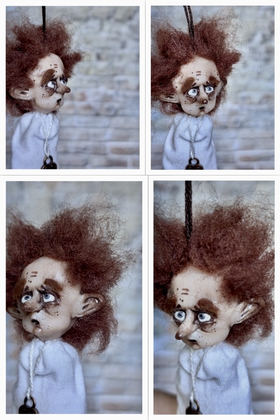 Full-scale view of a handmade gothic miniature — Small art doll Little ghost (3/9)