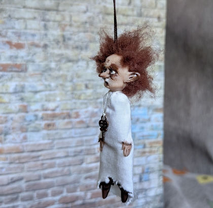Full-scale view of a handmade gothic miniature — Small art doll Little ghost (2/9)