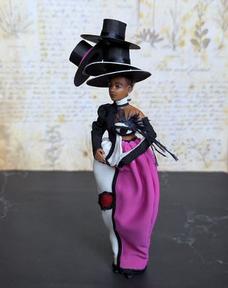 Full-scale view of a handmade gothic miniature — Small art doll Model (1/9)