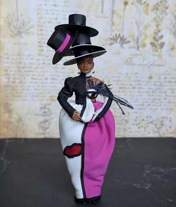 Close-up detail of a handmade gothic miniature — Small art doll Model