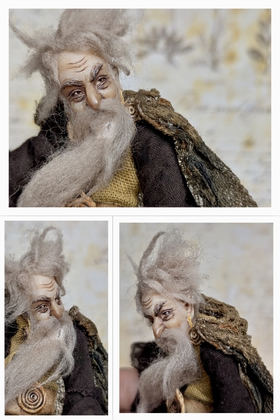 Full-scale view of a handmade gothic miniature — Small art doll Wizard (6/10)