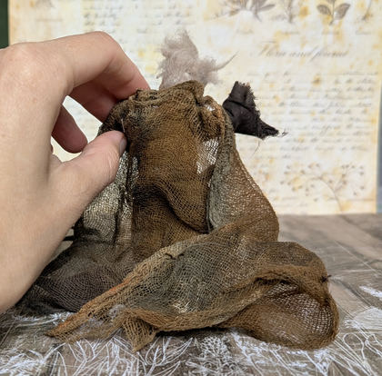 Full-scale view of a handmade gothic miniature — Small art doll Wizard (3/10)