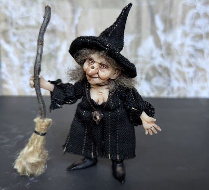 Full-scale view of a handmade gothic miniature — Small doll Witch (12/15)